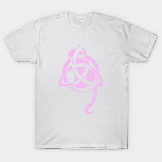 Pink Celtic Triquetra Cat T-Shirt by DepicSpirit